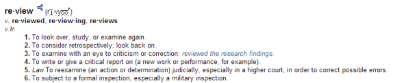 Free Dictionary definition of Review